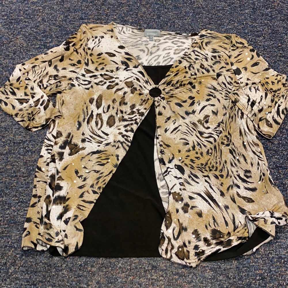 Essentials 2 Layer Leopard Print Top Sz. 1x - image 1